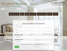 Tablet Screenshot of elizabethshutters.com